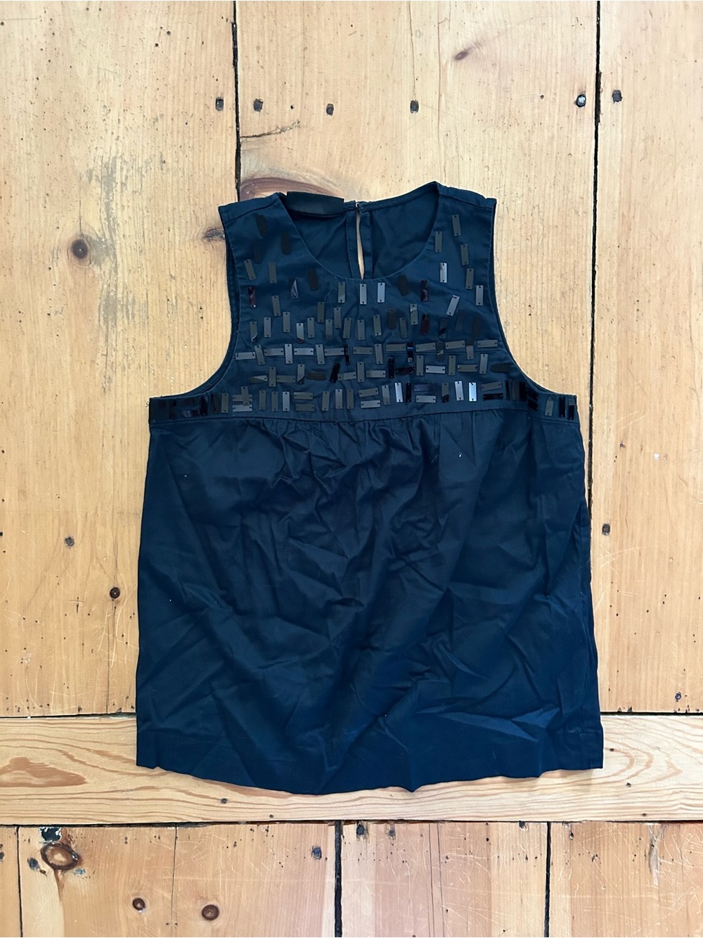 Y2K Sequin Sleeveless Black Beaded Women's Top